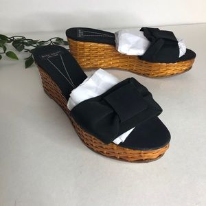 Rare Kate Spade Black Wicker Boho Sandals Wedge 6B